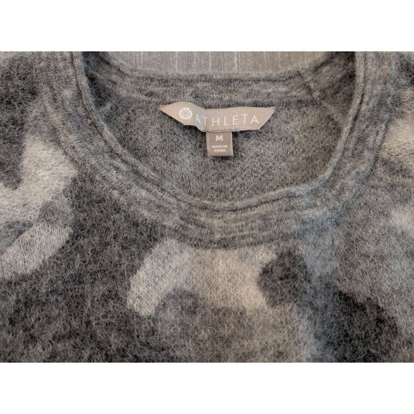 Athleta Womens Gray Camouflage Sweater Alpaca Wool Blend Long Sleeve Crewneck M - Picture 2 of 11